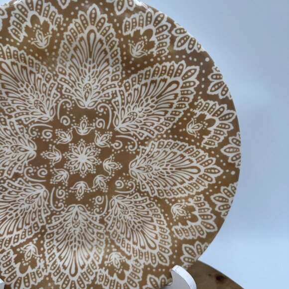 Target Home Melamine Plate Plates Dish tan and white large dinner size set of 5 - Picture 3 of 5